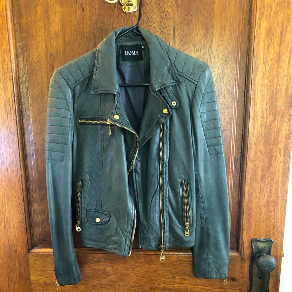 Doma medium-elephant gray color leather jacket, size s
